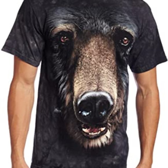 Bear Face Cubs Family Grizzly Bears Ursa The Mountain Black Cotton T-Shirt S - Picture 2 of 5